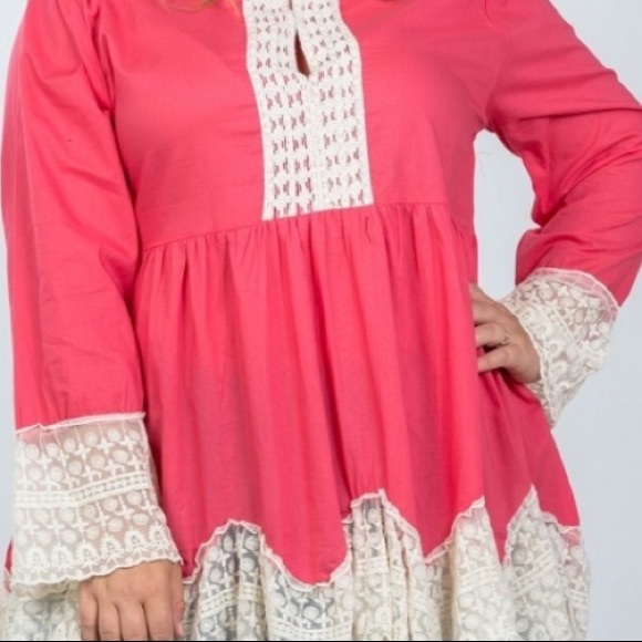 🎀 Plus size 🎀 Coral and Cream tunic 1X,  3X - Picture 6 of 7
